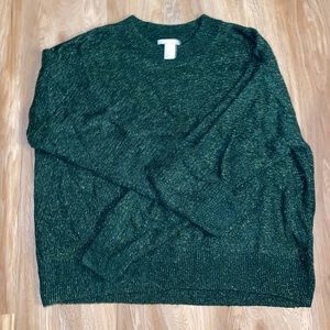 shiny green H&M sweater